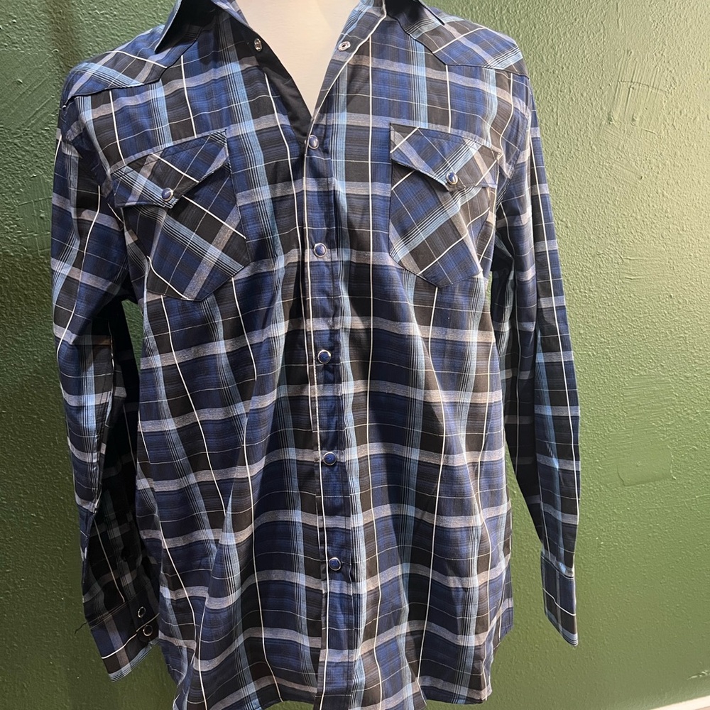 Men's Blue Plaid Shirt